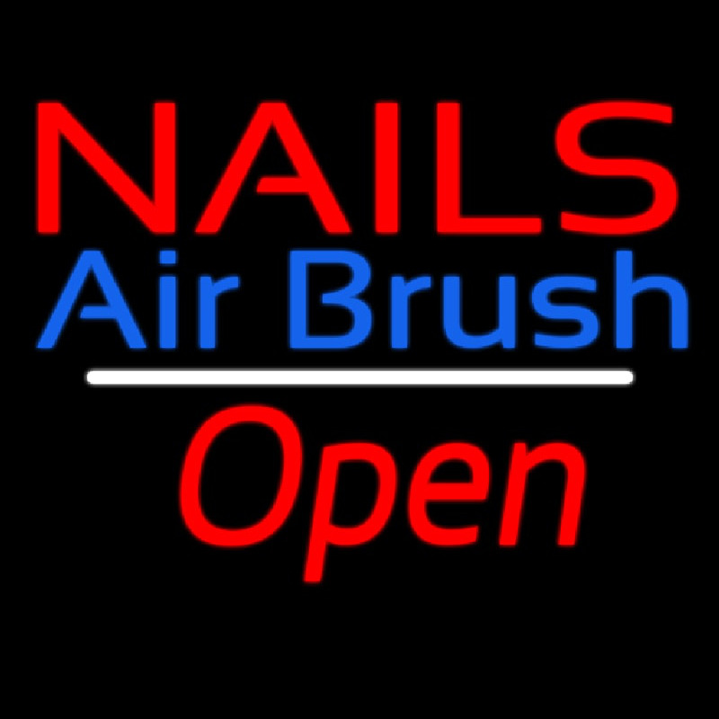 Nails Airbrush Open White Line Neon Sign