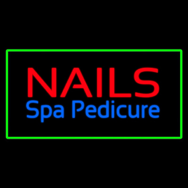 Nails Spa Pedicure Green Border Neon Sign