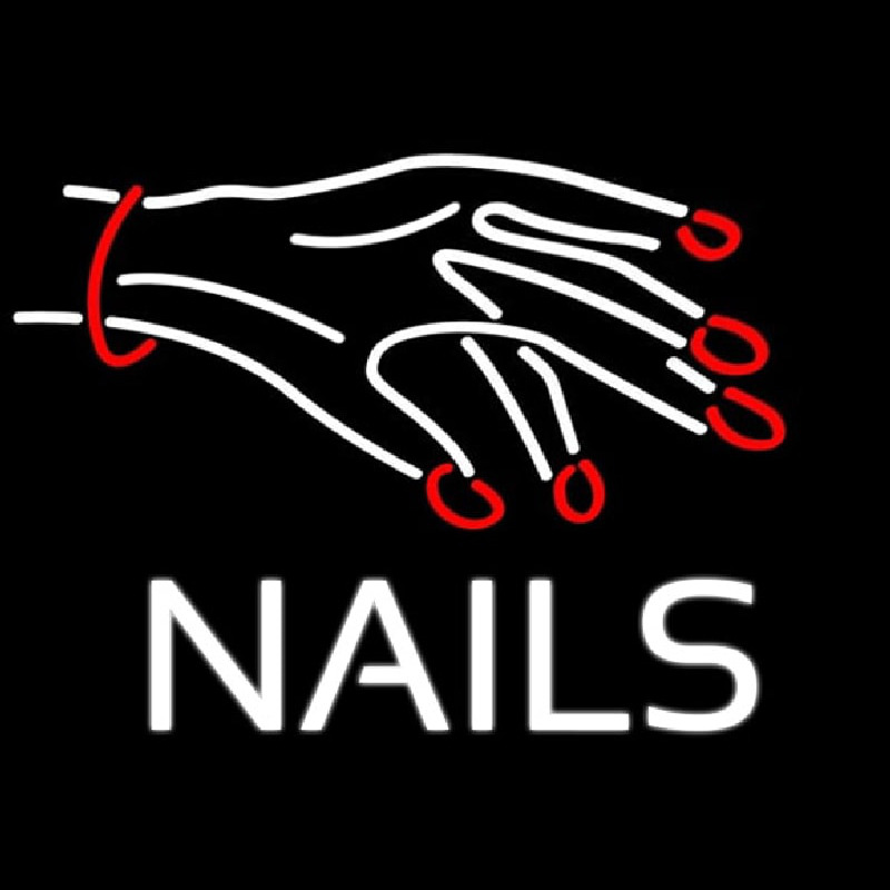 Nails With Hand Logo Neon Sign