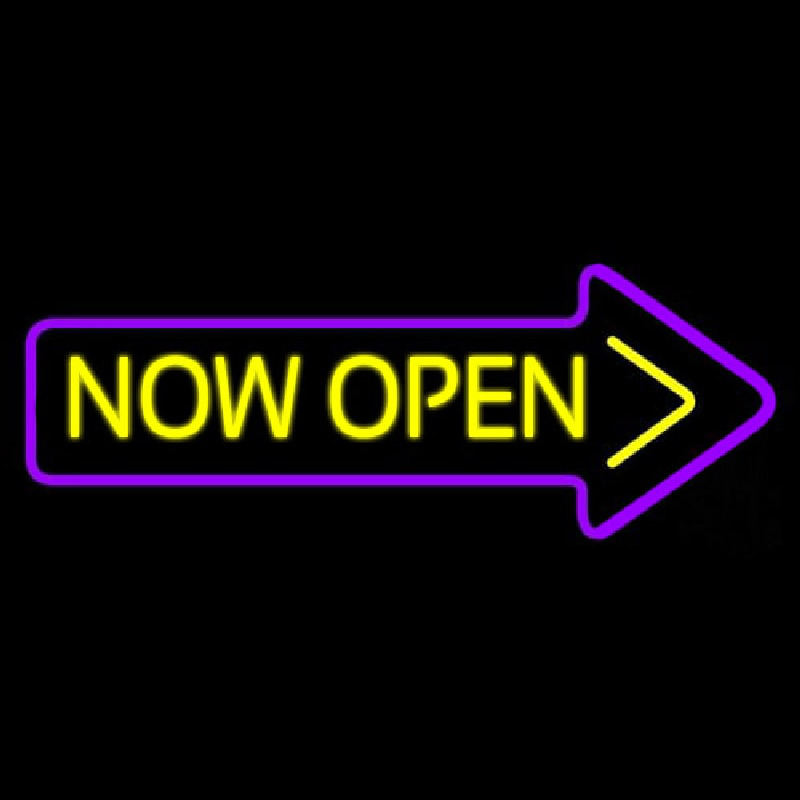 Now Open With Arrow Neon Sign