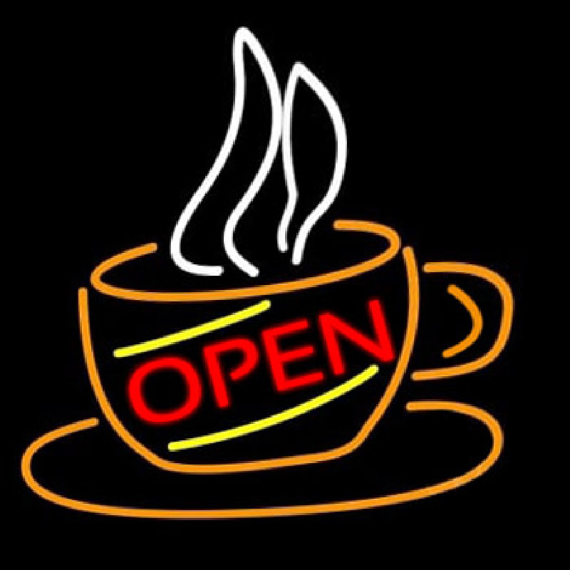 Open Coffee Cup Neon Sign