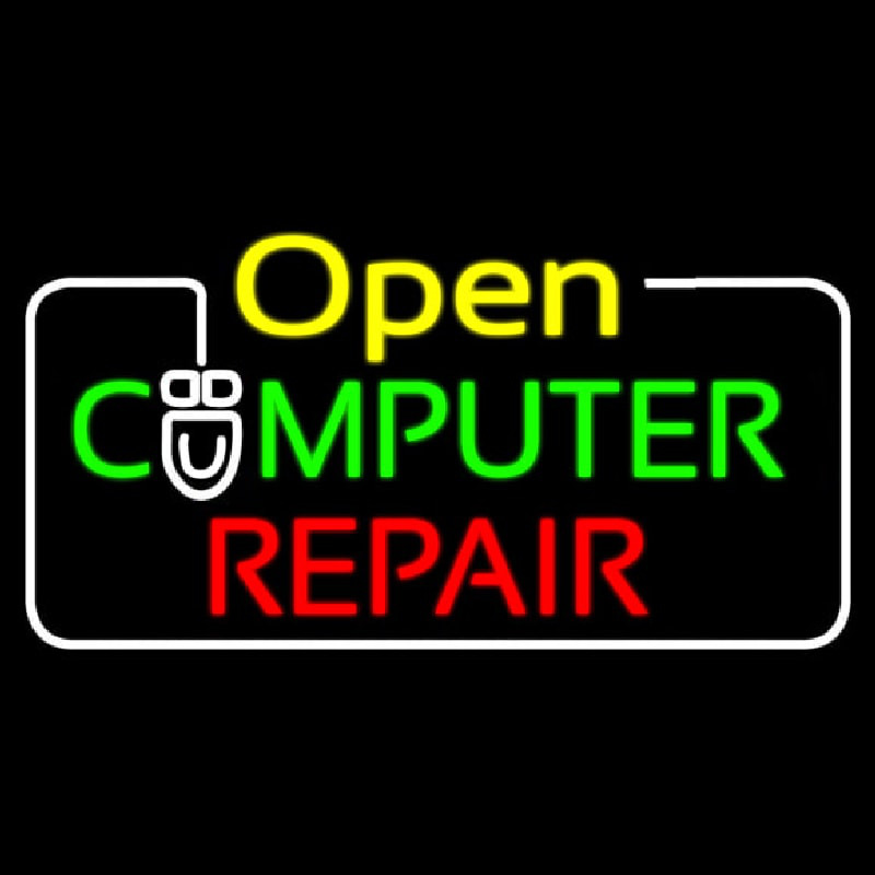 Open Computer Repair Neon Sign