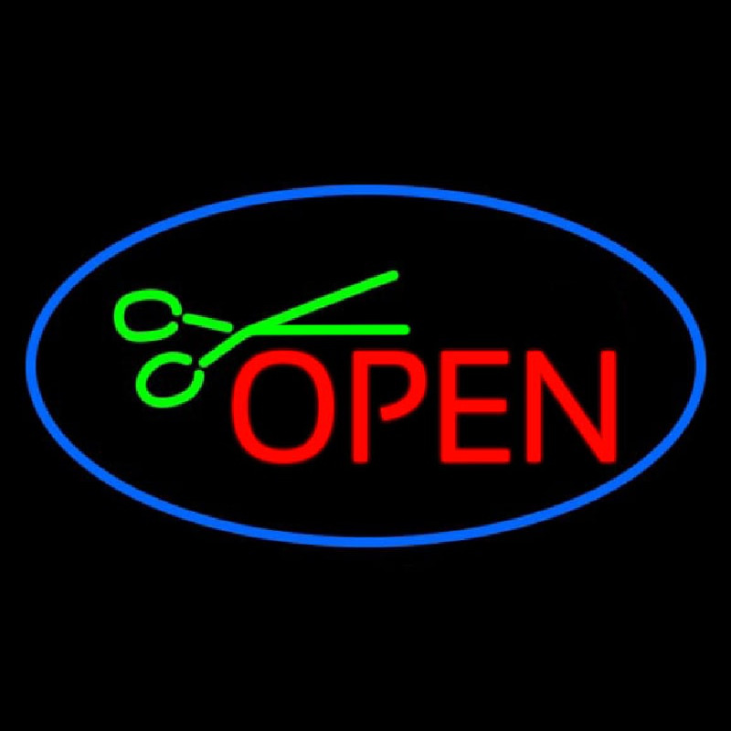 Open Oval Blue Neon Sign