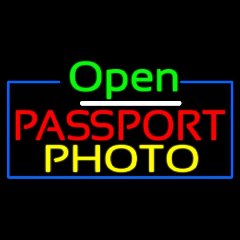 Open Passport Photo Neon Sign