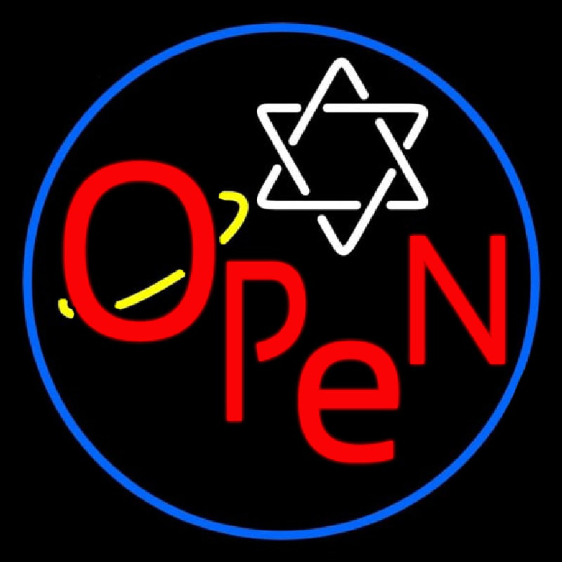 Open Psychic Blue Border Neon Sign