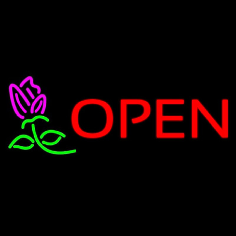 Open Rose Neon Sign