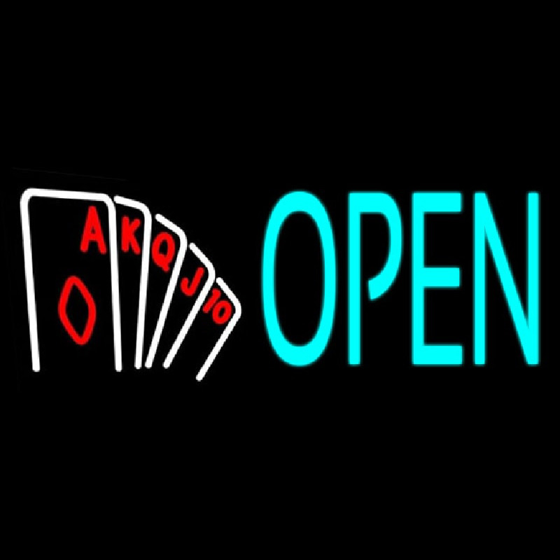 Open Royal Flush Poker Neon Sign