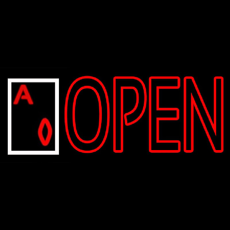 Open Royal Flush Poker Neon Sign