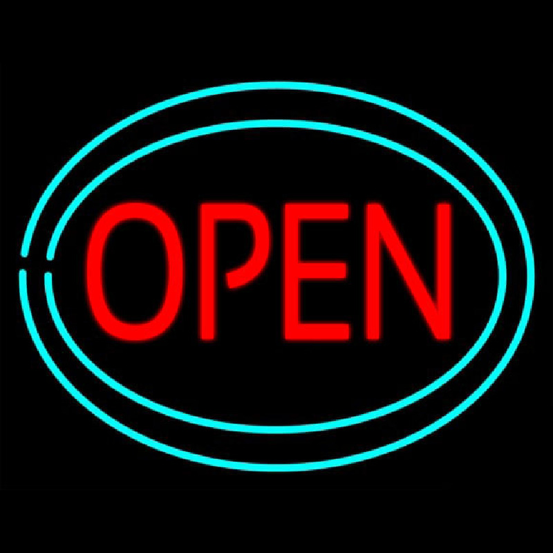 Open With Two Border Neon Sign