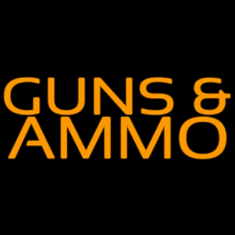 Orange Guns And Ammo Neon Sign