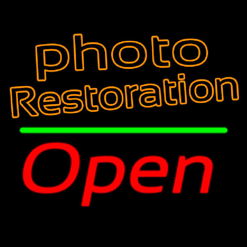 Orange Photo Restoration With Open 2 Neon Sign