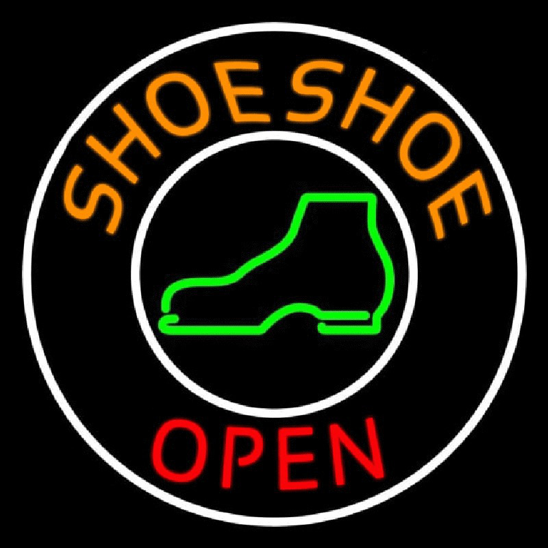 Orange Shoe Shop Open Neon Sign