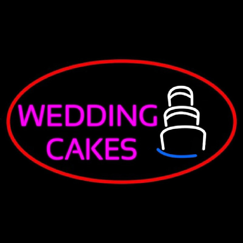 Oval Pink Wedding Cakes Neon Sign