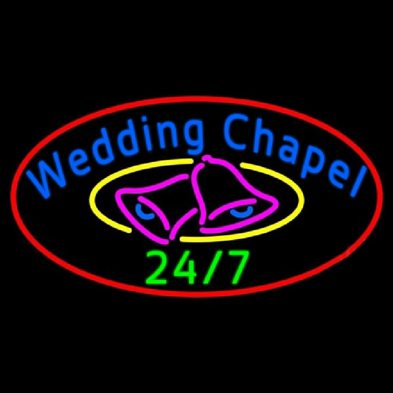 Oval Wedding Chapel With Bell Neon Sign