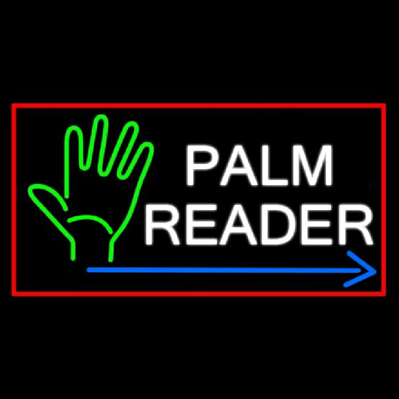 Palm Reader Arrow Red Border Neon Sign