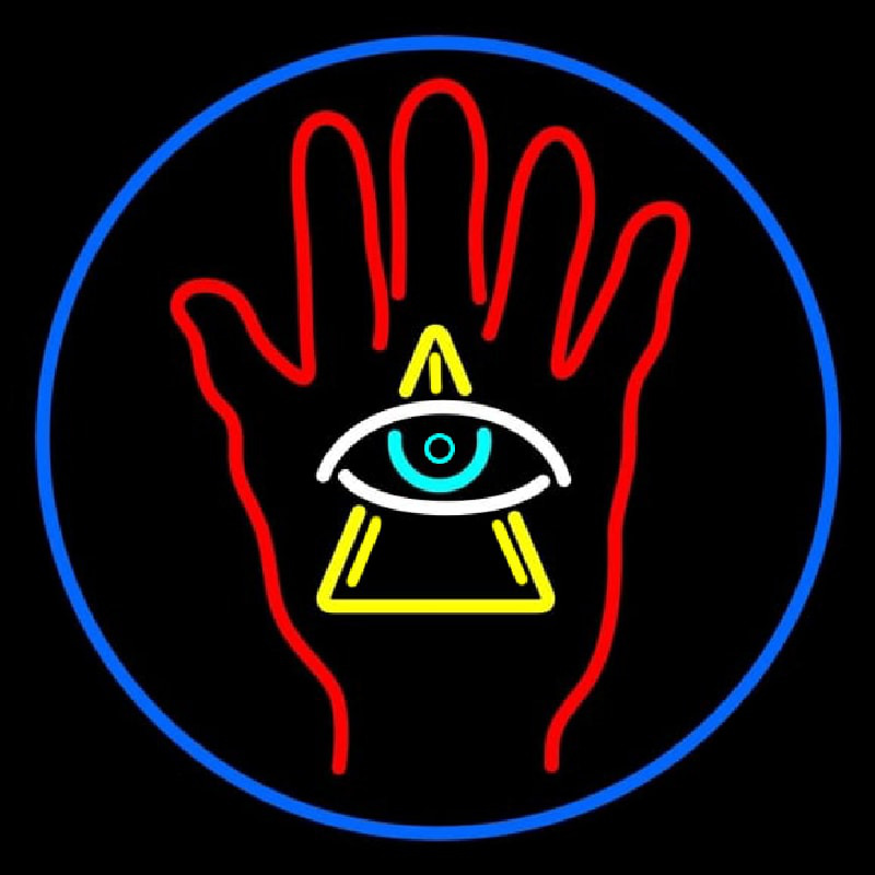 Palm With Eye Pyramid Neon Sign