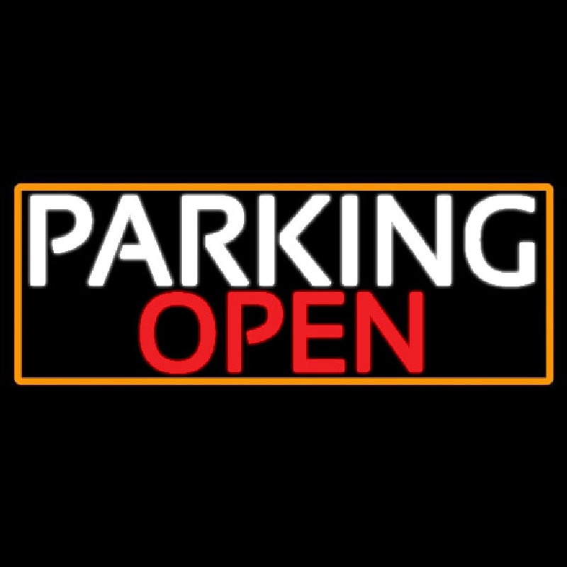 Parking Open With Orange Border Neon Sign