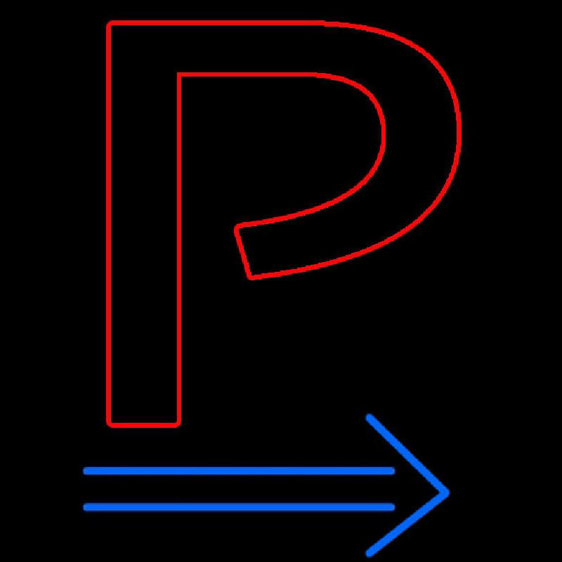 Parking P With Arrow Neon Sign