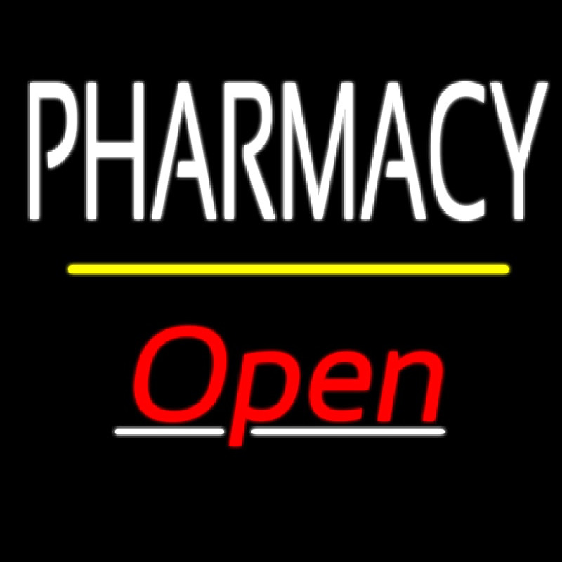 Pharmacy Open Yellow Line Neon Sign