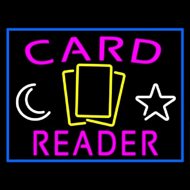 Pink Card Reader Blue Border Neon Sign