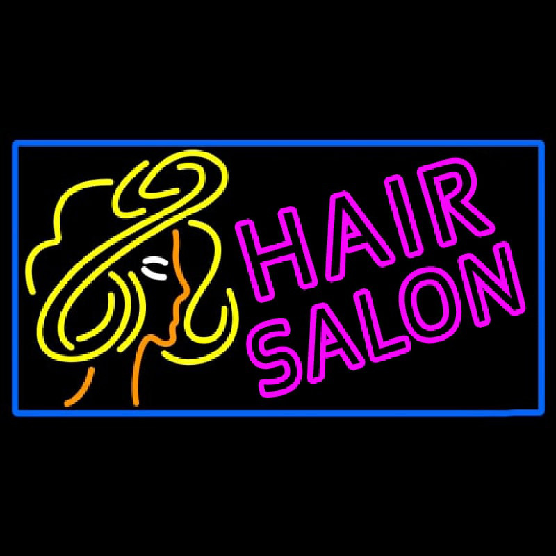 Pink Double Stroke Hair Salon With Girl Logo Neon Sign