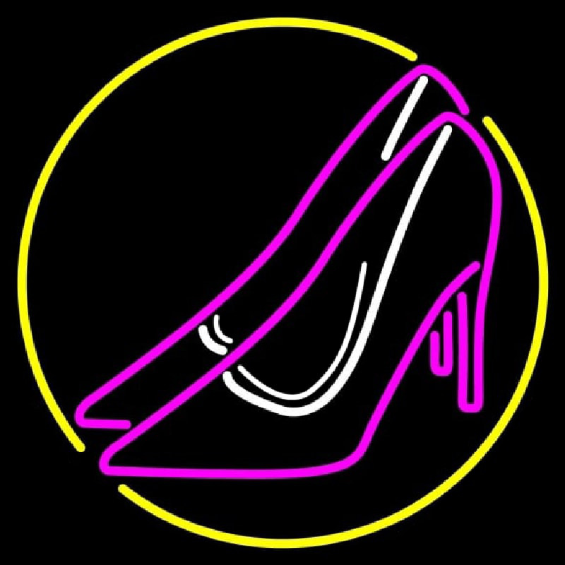 Pink High Heels Yellow Border Neon Sign