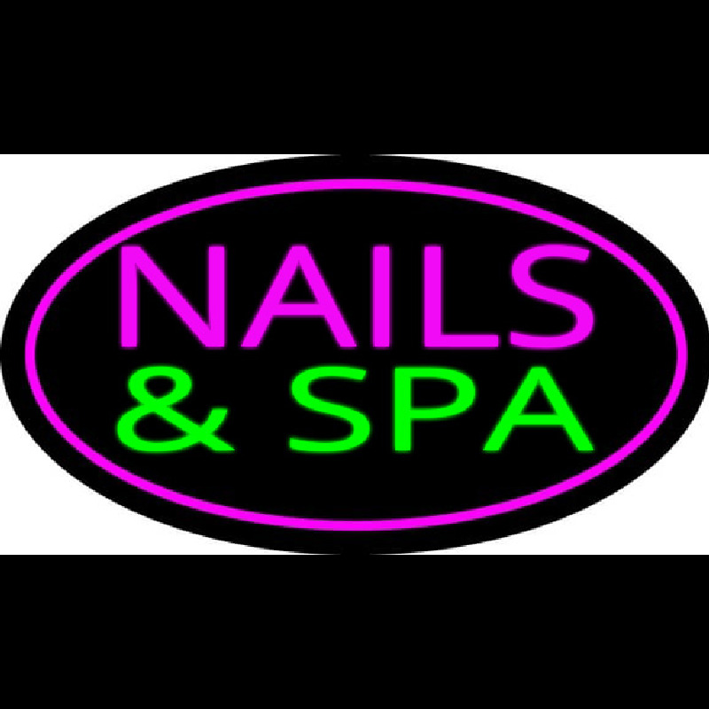 Pink Nails And Spa Oval Pink Border Neon Sign