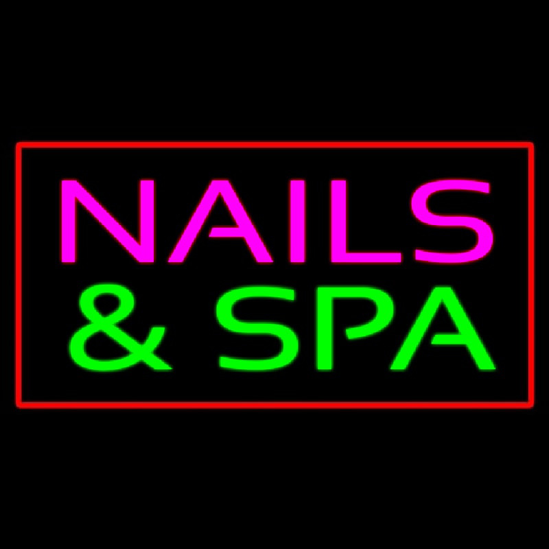 Pink Nails And Spa With Red Border Neon Sign