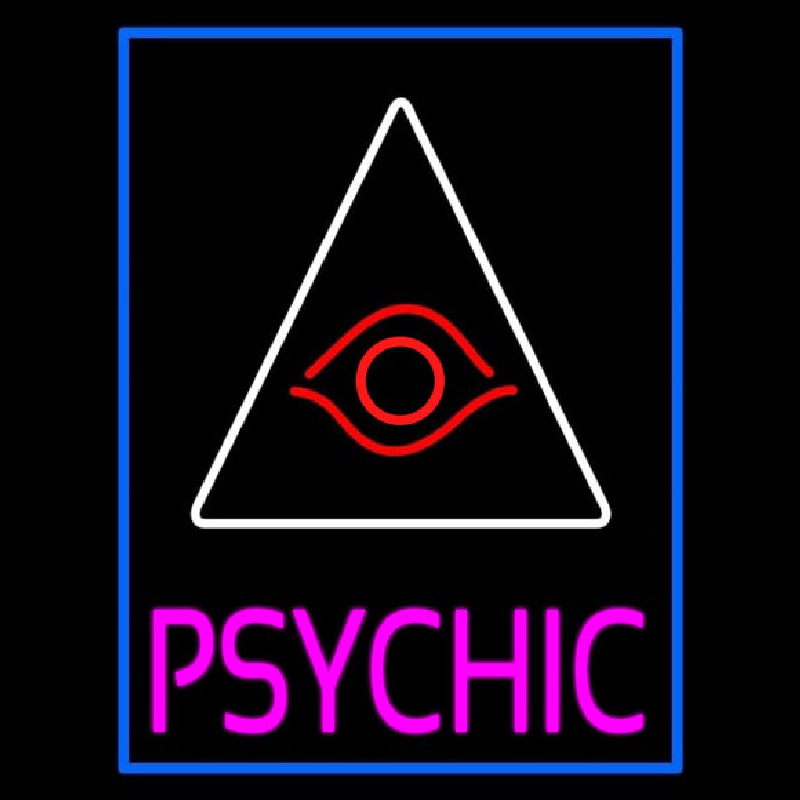 Pink Psychic With Blue Border Neon Sign