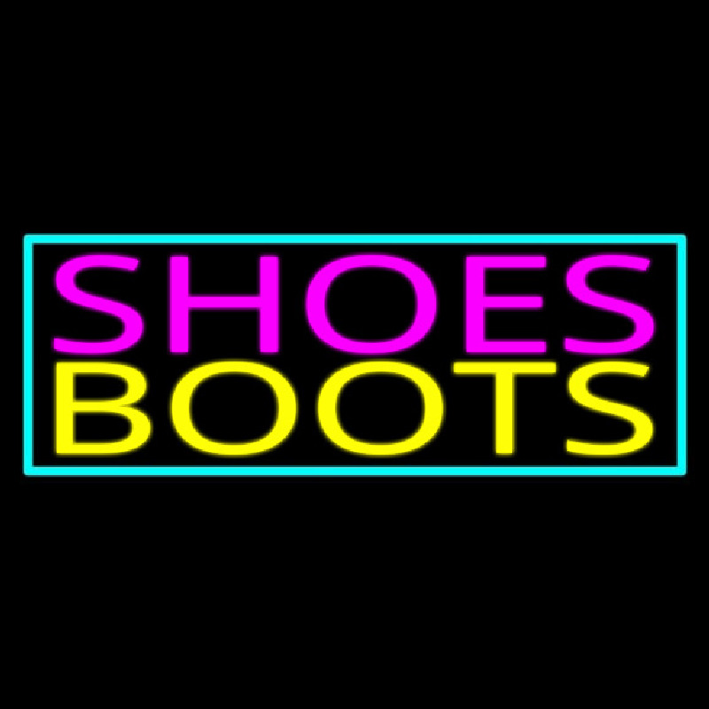 Pink Shoes Yellow Boots Turquoise Border Neon Sign