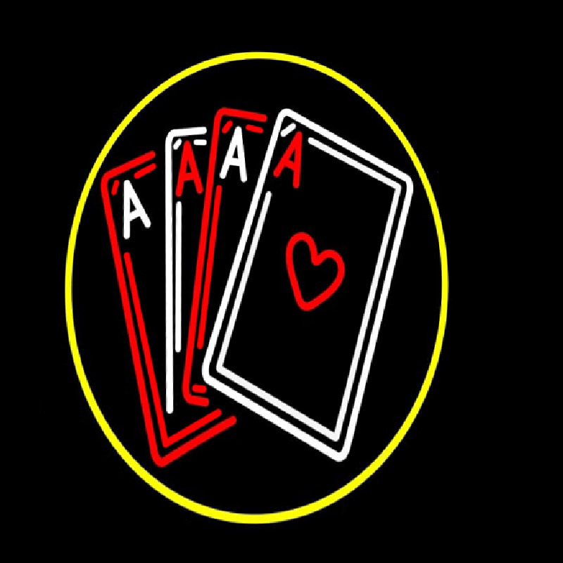 Poker Cards Icon 5 Neon Sign