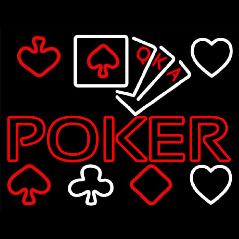 Poker With Cards Neon Sign