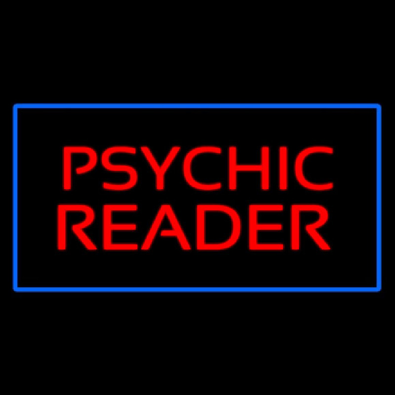 Psychic Reader Blue Rectangle Neon Sign