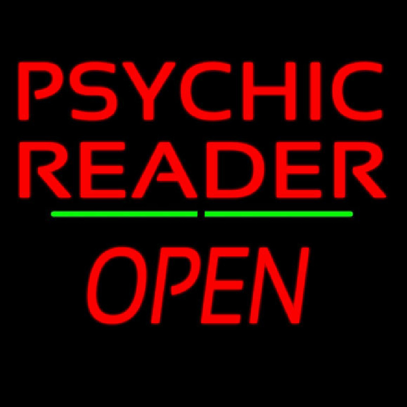 Psychic Reader Green Line Open Neon Sign