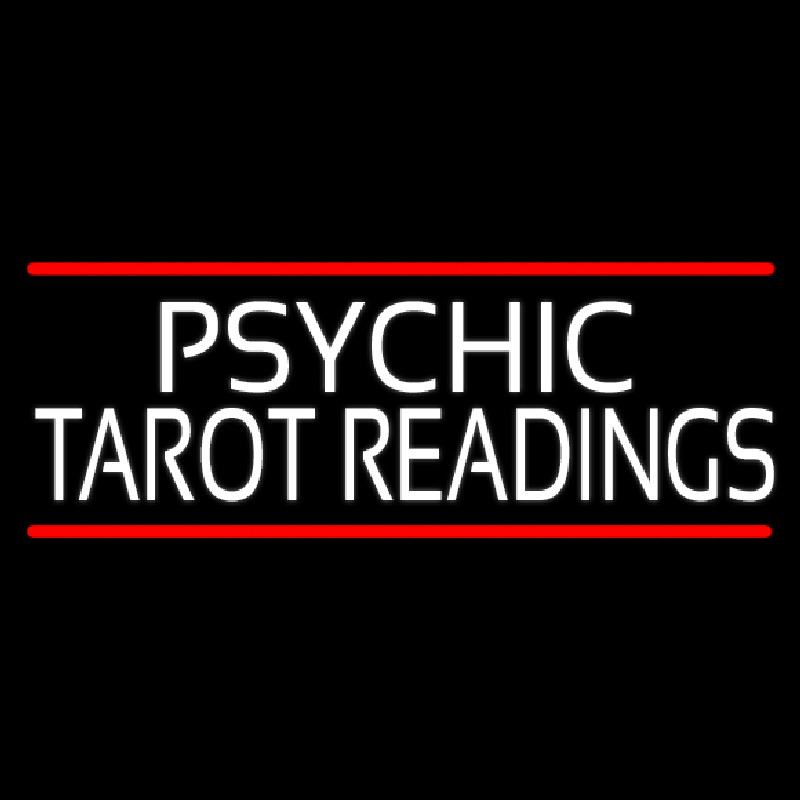 Psychic Tarot Readings Block With Red Line Neon Sign