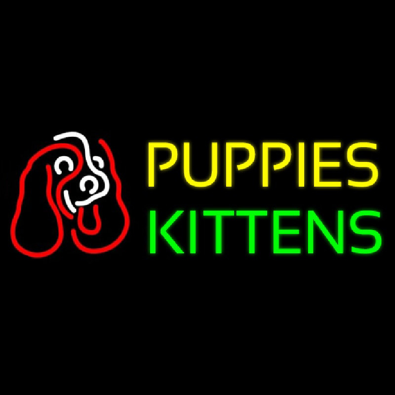 Puppies Kittens With Logo Neon Sign