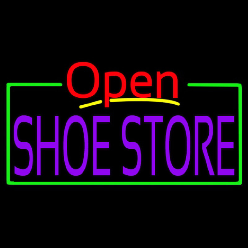 Purple Shoe Store Open Neon Sign