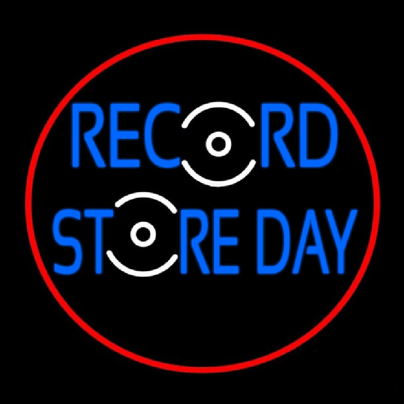 Record Store Day Block Red Border Neon Sign