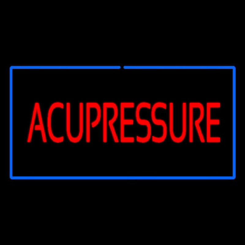 Red Acupressure Blue Border Neon Sign