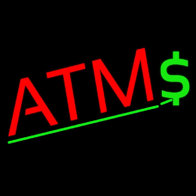 Red Atm Dollar Logo Neon Sign