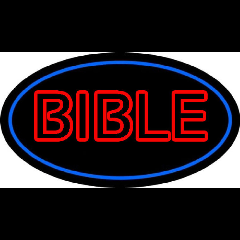 Red Bible Blue Border Neon Sign