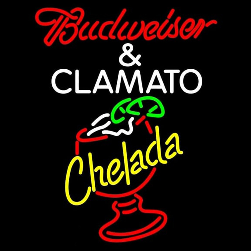 Red Budweiser and Clamato Chelada Beer Sign Neon Sign