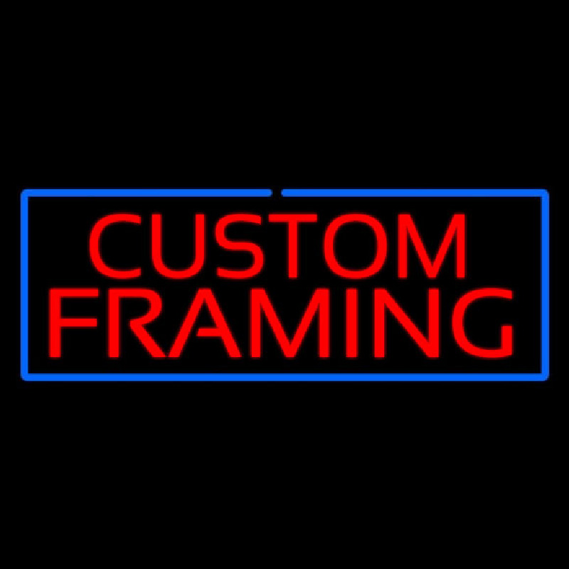 Red Custom Framing Blue Border Neon Sign