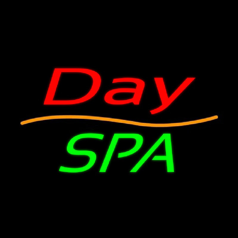 Red Day Spa Green Neon Sign