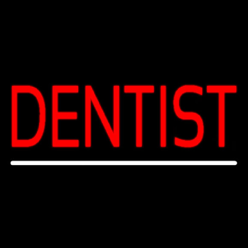 Red Dentist White Line Neon Sign