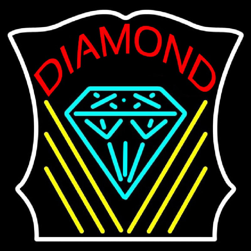 Red Diamond White Border Neon Sign