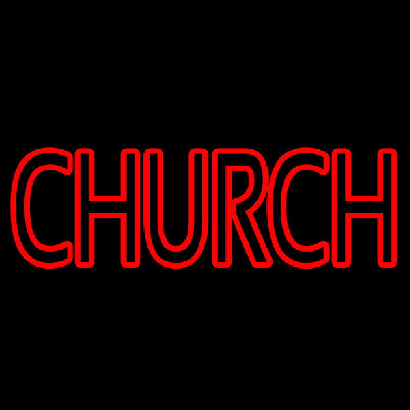 Red Double Stroke Church Neon Sign