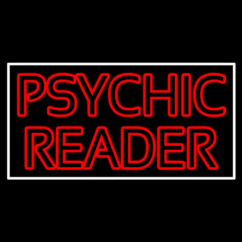 Red Double Stroke Psychic Reader White Border Neon Sign