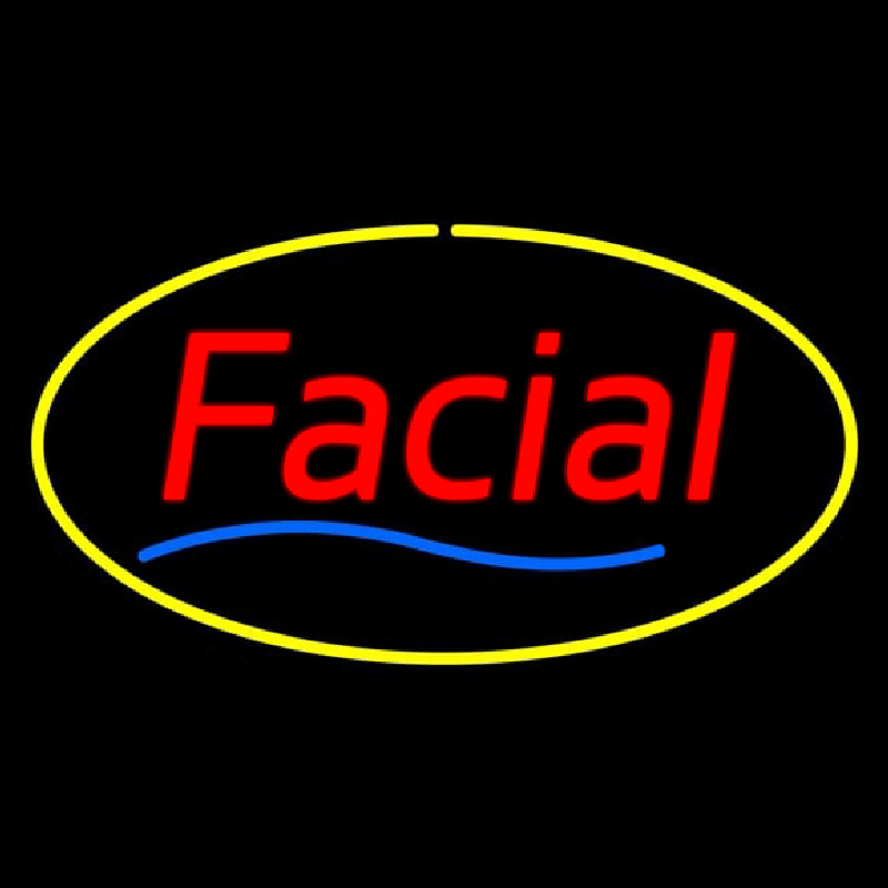 Red Facial Yellow Oval Border Neon Sign