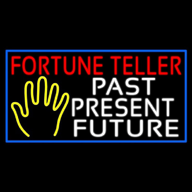 Red Fortune Teller With Yellow Palm Neon Sign